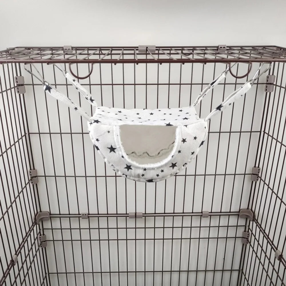 2025 Hanging Ferret Hammock Cage Printed with Hooks Hamster Hammock Ferret Warm Bed For Guinea Pig Hideout Mouse