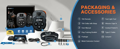 ABBIDOT T60 Dog Training Collar 2 in 1 Strap With E-clicker Electric Shock 4100ft 1250m Waterproof 118 Levels 2024 New Version