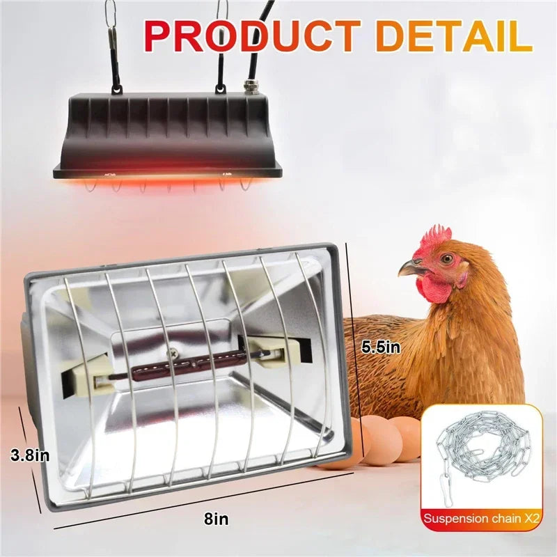 Poultry Heating Lamp 250W Constant Temperature Reptiles Animals Chicken Coop Heater Lamps Pet Heating Breeding Equipment