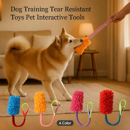 Durable Dog Toys for Aggressive Chewers - Soft Plush Pulling Rope Chew Toy with Sturdy Handle, Interactive Teeth Cleaning Toy