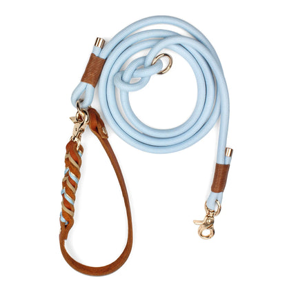 Genuine Leather Dog Leashes Multifunctional Hand-woven Crossbody And Waist Traction Rope Long And Short Nylon Round Lead Rope