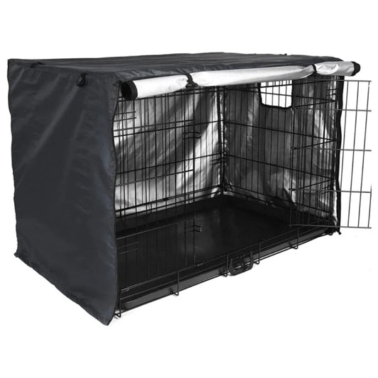 Dog Crates Cover for 24in/30in/36in/43in Wire Dog Cage Durable Waterproof Oxford-Fabric with 2 Door Indoor/Outdoor 87HA