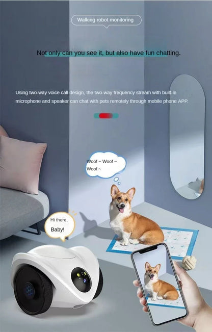 Robot Dog Interactive Feeder Wifi Link Cat Companion Food Treat Automatic Dispenser Cat Dog Interactive Toy