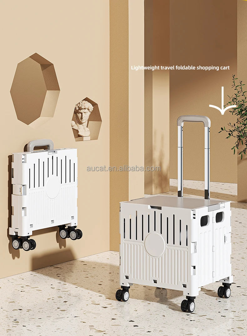 Plastic Foldable Pet Stroller Garden Camping Hand Trolley Carts Utility 4 Wheels Market Storage Mobile Alloy Rod Shopping Cart