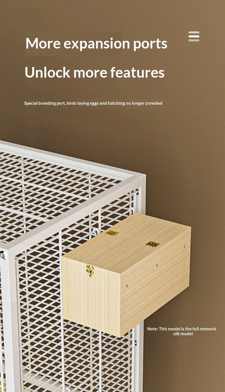 Large Parrot Cockatiel Bird Cage Nests Breeding Villa High Visibility Panels Horizontal Bar Anti Spill Tray Easy Clean Parrot