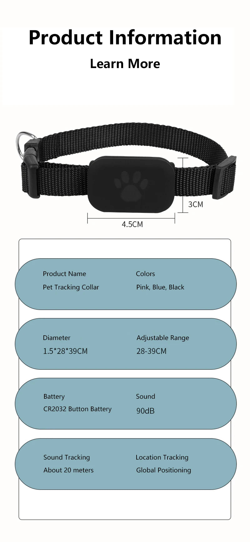 New Pet GPS Tracker Collar for Cats Dogs iOS Compatible Find My Device Anti Lost Waterproof Real Time Tracking Smart Locator