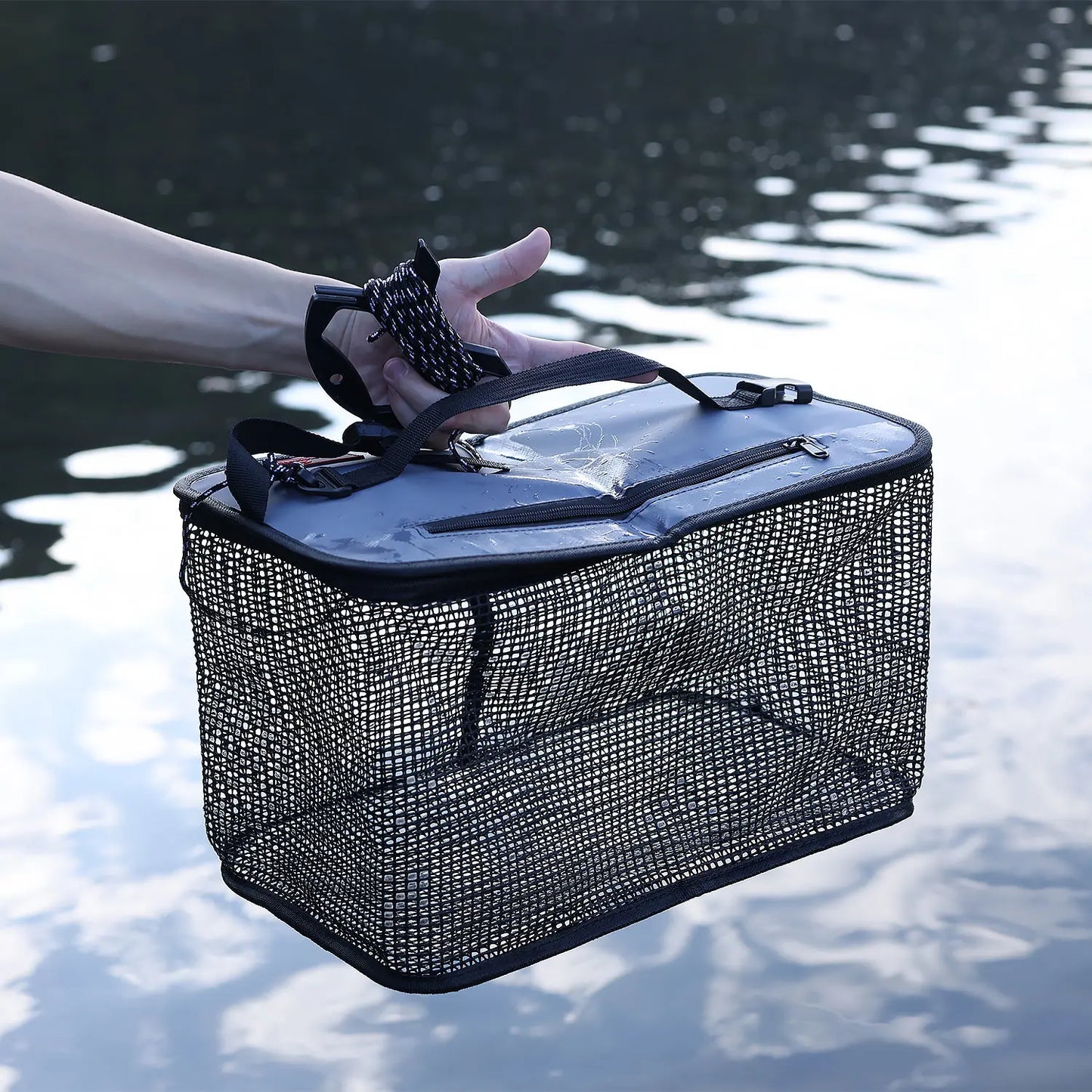 Sougayilang Foldable Fishing Cage Net Fish Carp Bait Cage Shrimp Basket Fish Crayfish Lobsters Catcher Tank Trap Mesh Network