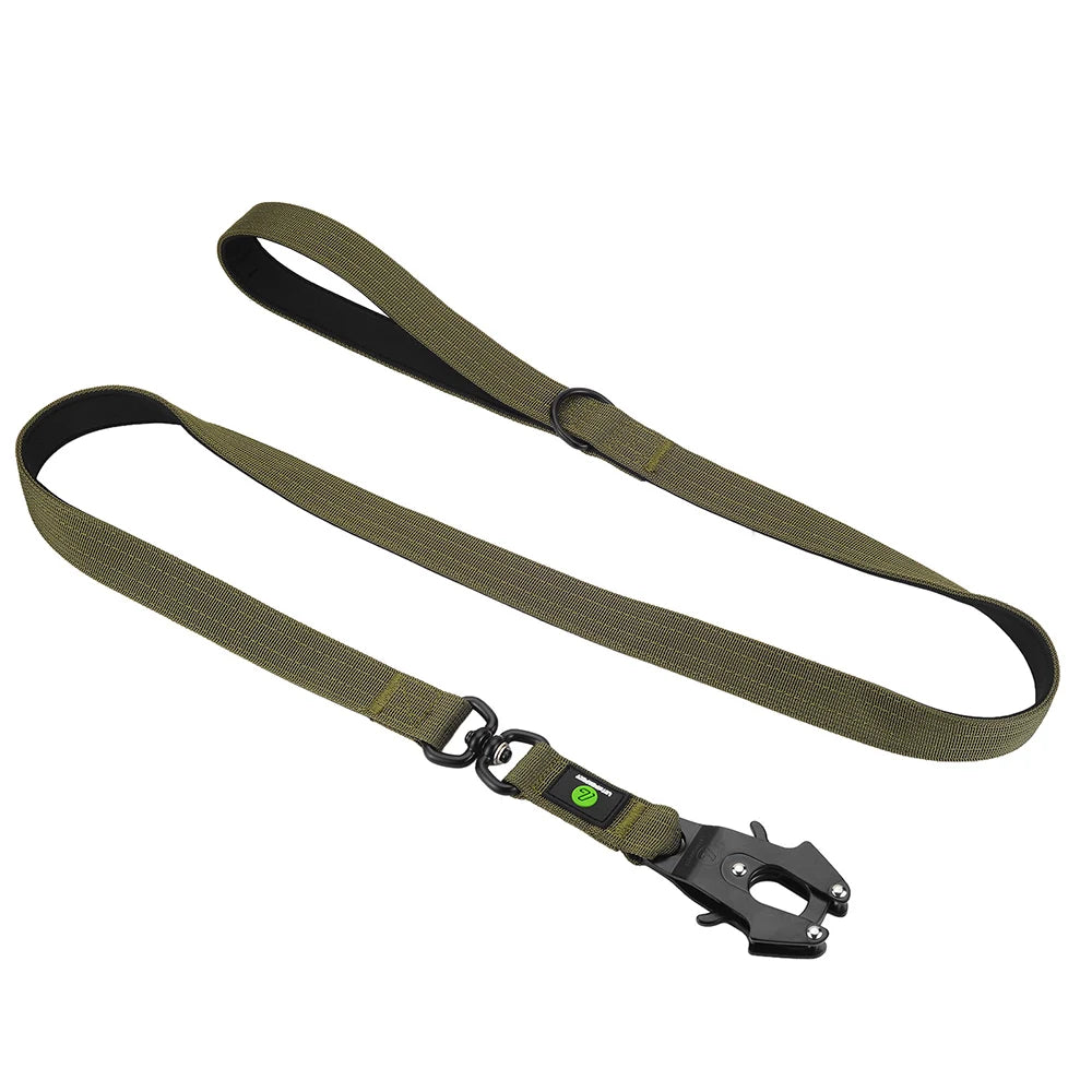 5Ft Nylon Large Dog Leash Tactical Frog Clip Metal Padded Control Handle Durable Military German Shepard Rope Training Supplie