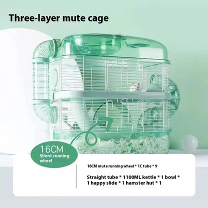 Hamster Cage Luxury Transparent Acrylic Panoramic 3layer Golden Thread Bear Breathable Waterproof Special Cage Accessories