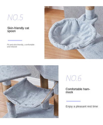 Large Cat Tree Tower with Multiple Hamocks, Scratch Tower, Villa Training Aids, Furniture, Pet Products Supplies