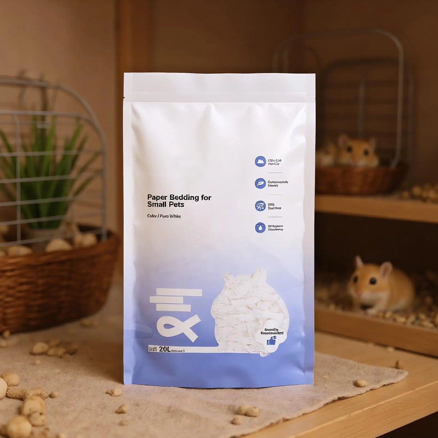 Small Animal Bedding Hamster Paper Cotton Bedding Odor Control Water Absorption Cage Decoration Rabbits Supplies for Outdoor