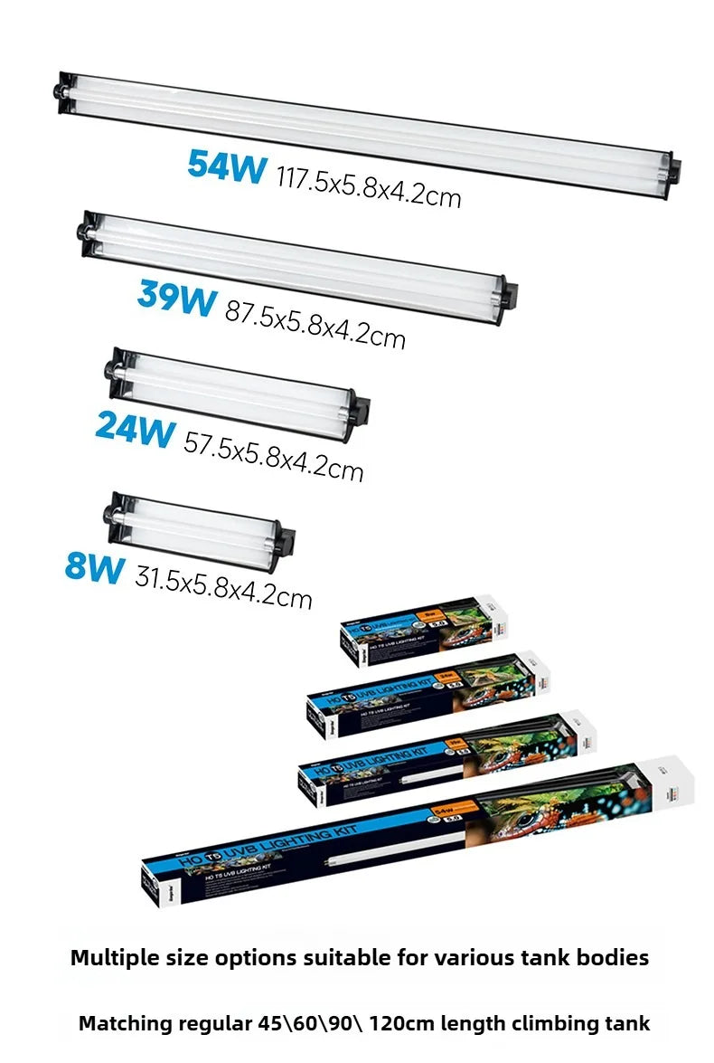 T5 Reptile Light Fixture 8W Reptile Terrarium Hood 5.0/10.0 UVB Light Bulb Fluorescent Tube for Bearded Dragon Lizards Tortoises