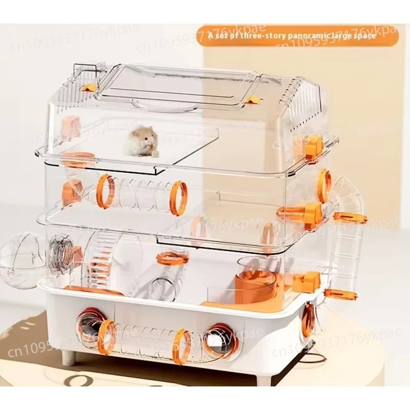 Luxury Three-layer Plastic Hamster Breeding Cage Button Sealing Golden Hamster Nest Solid Pattern Oversized Pet