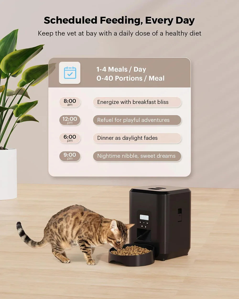 Home Pet Smart Automatic Pet Feeder Timed Quantitative Slow Food Dispenser for Cats Dogs Feeding Bowl