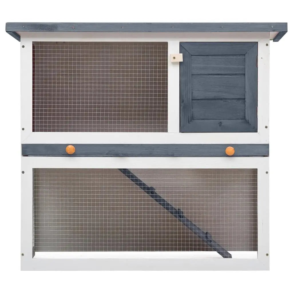 Gray Wood Outdoor Rabbit Hutch with 1 Door Small Animal Supplies