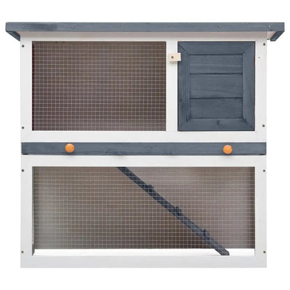 Gray Wood Outdoor Rabbit Hutch with 1 Door Small Animal Supplies
