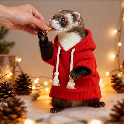 Ferret Clothes Warm Soft Hamster Outfits with Harness Small Animal Ferret Sweater for Bunny Squirrels Chinchilla Chihuahua Pet