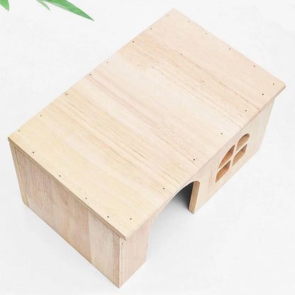 Bunny House Indoor Wooden Pet Cage window Door Ventilated Bunny Hut for Hamster Gerbil Chinchilla Hedgehog Ferret Resting