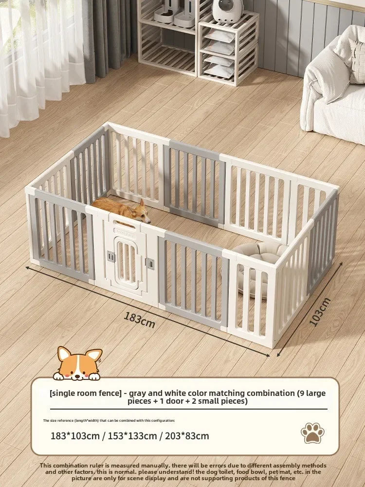 Gray and white color dog fence, foldable pet guardrail combination, small and medium-sized dog cage, indoor isolation fence