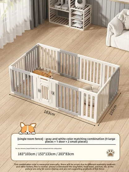 Gray and white color dog fence, foldable pet guardrail combination, small and medium-sized dog cage, indoor isolation fence