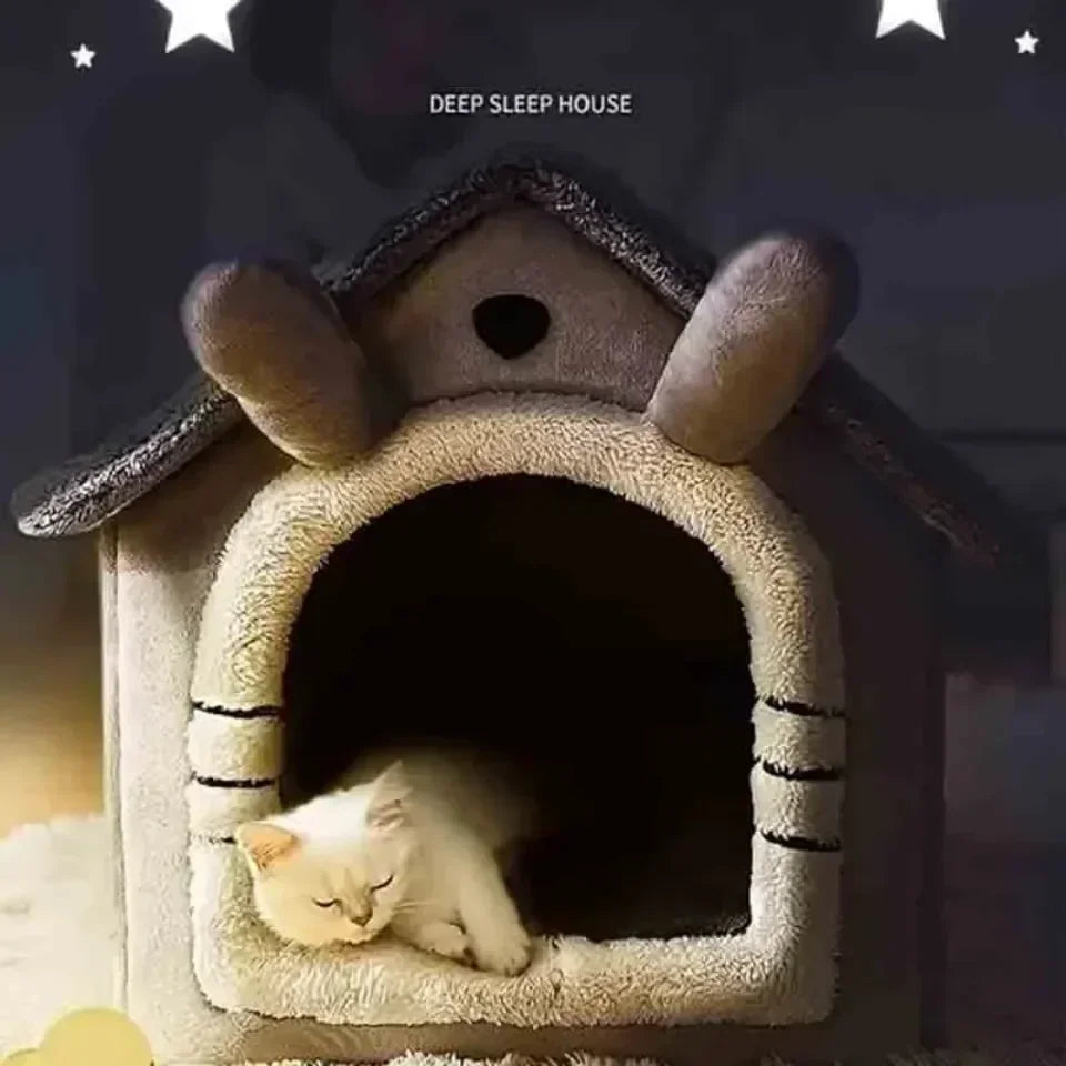 Plush Dog House Soft Pet Bed Warm Dog Cat Nest Removable Four Season Universal Cushion Puppy Cave House Household Pet Supplies