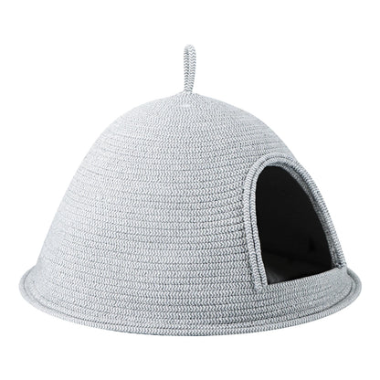 Cat Bed Scratcher Linen-cotton Weaving Kitten Cat Nests Pet Kittens Puppy Semi Enclosed Warm Safe Sleeping Bed with Handle