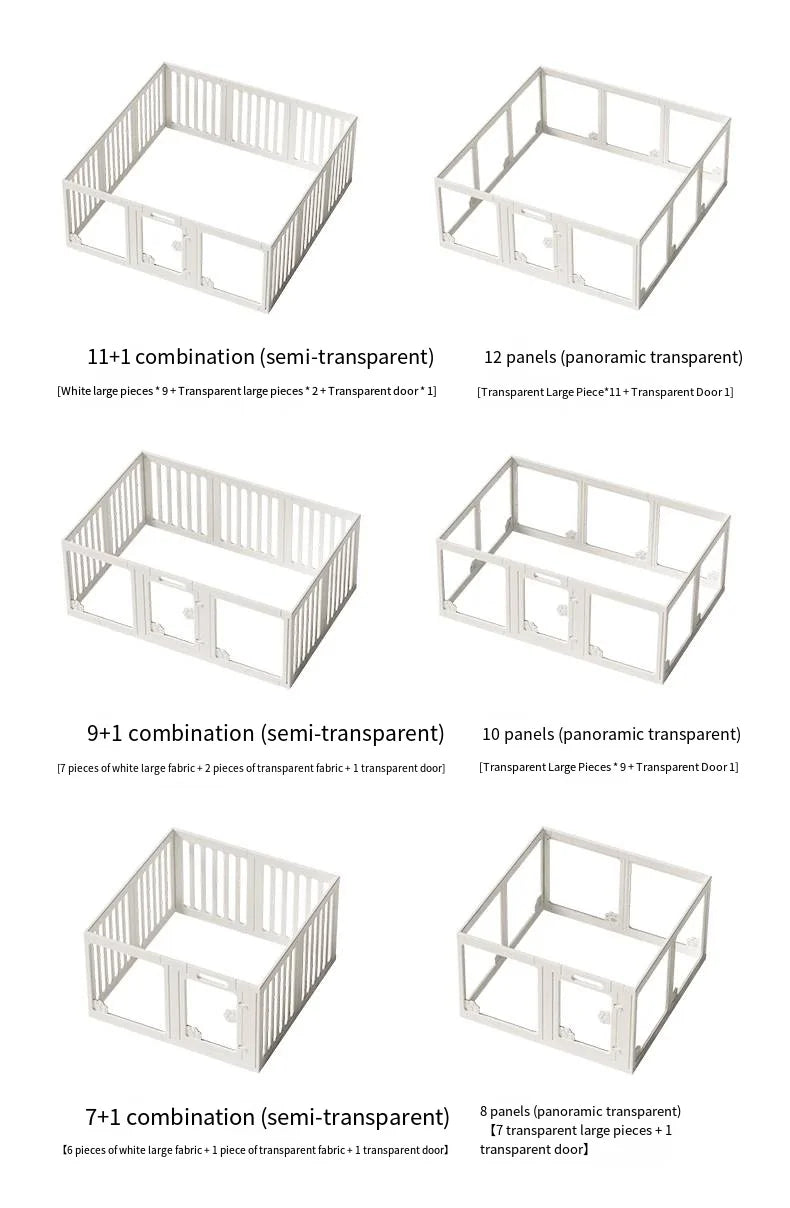 Dog enclosure Indoor panoramic transparent stitched isolation fence Visible pet cage Small dog safety cage Teddy Pomeranian