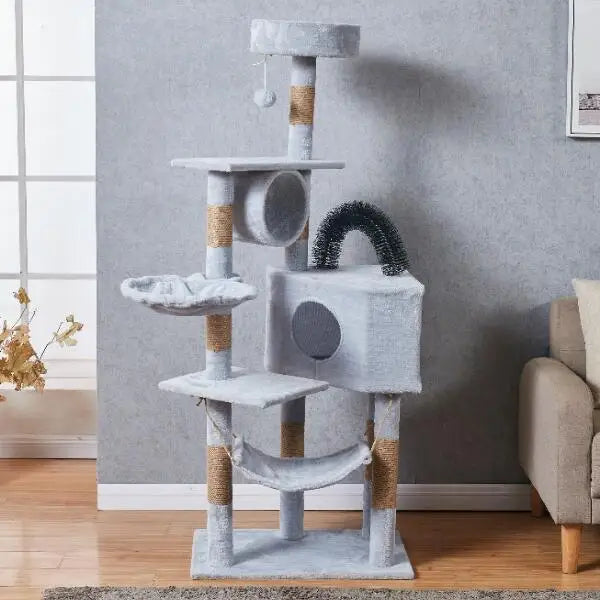 Large Cat Tree Tower with Multiple Hamocks, Scratch Tower, Villa Training Aids, Furniture, Pet Products Supplies