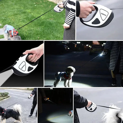Pet Dog Retractable Leash With LED Shining 3m 5m Automatic Stretching Dog Hand Holding Fiber Rope Pet Supplies Leashes