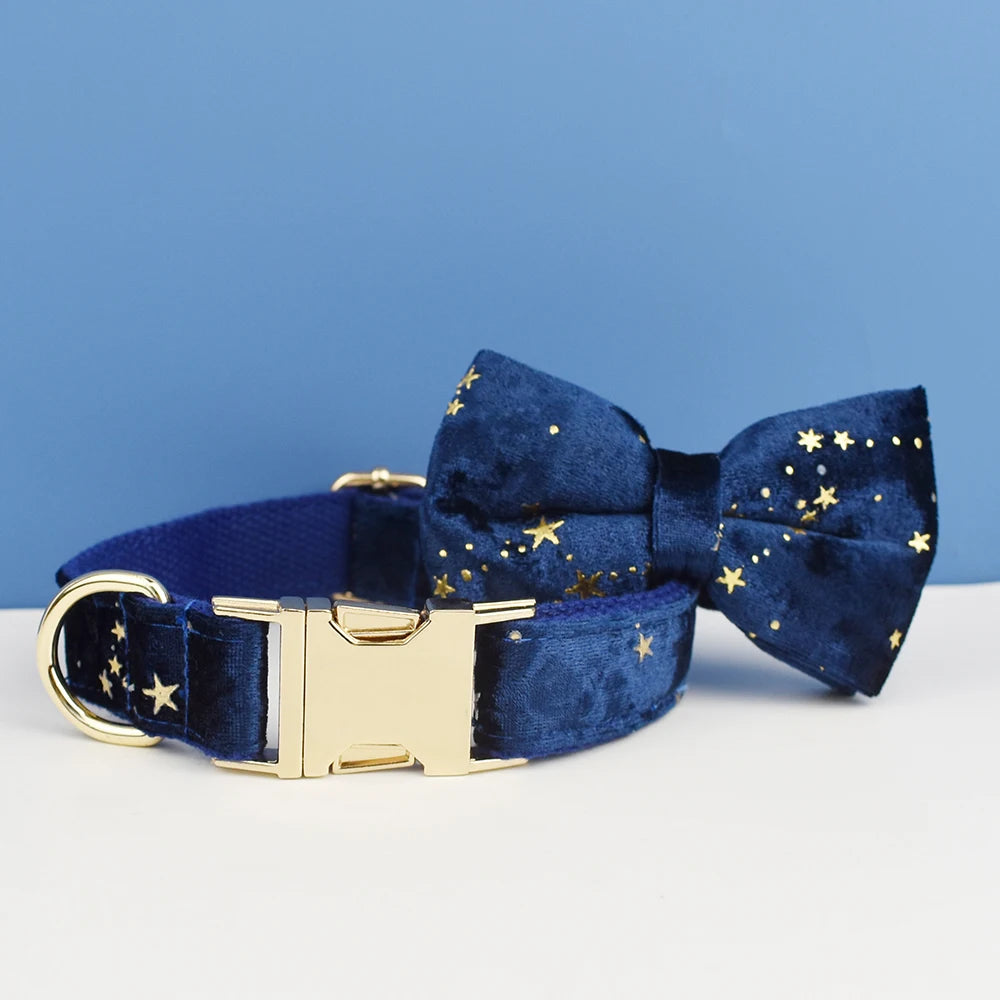 Luxury Fashion Pet Accessories Custom Design Logo Black Bottom Flower Sublimation Dog Collar Leashes Harness Bow Set Star01