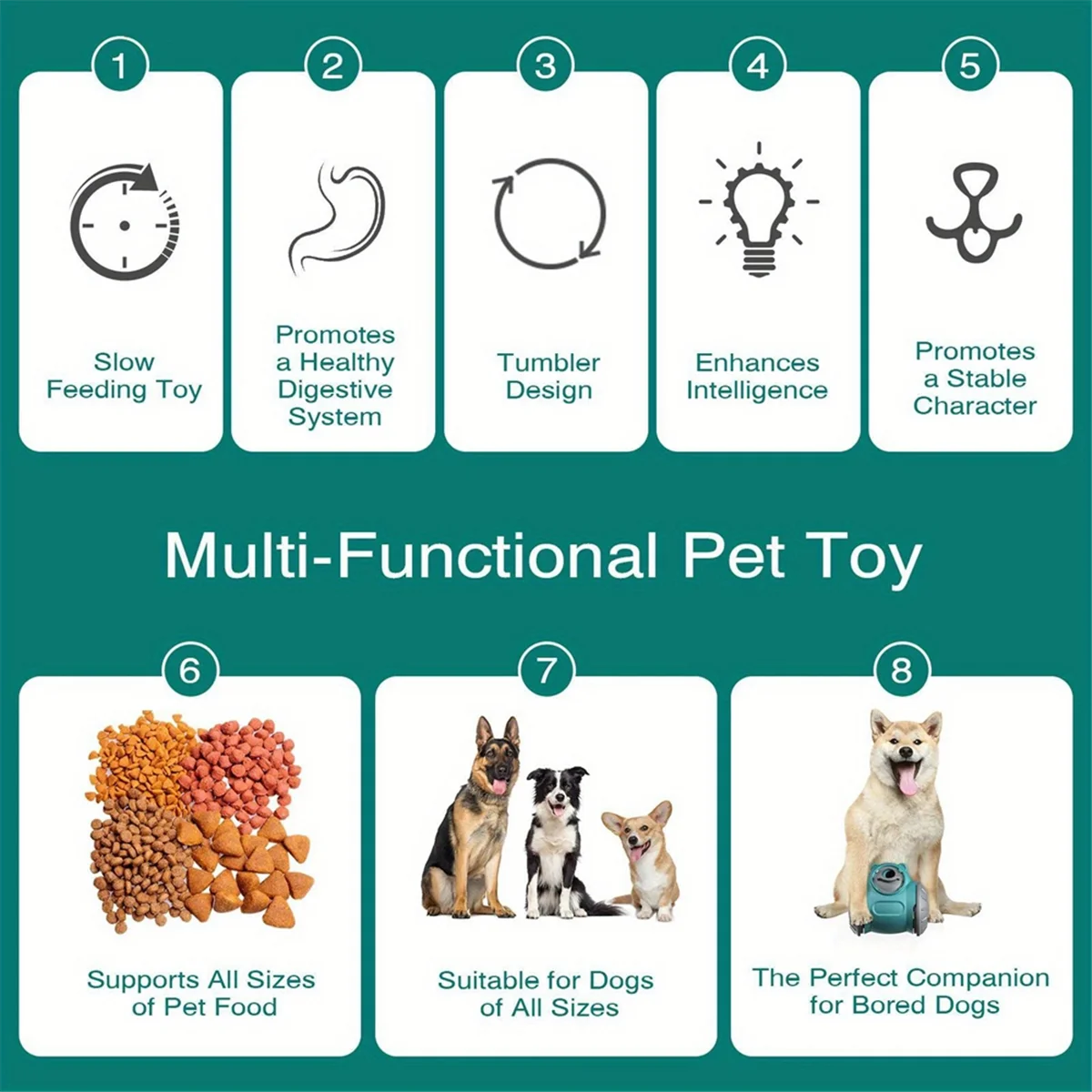 Dog Pet Food Dispenser For Dog Cats Interactive Game IQ Training Feeder Pet Supplies Red-AT64