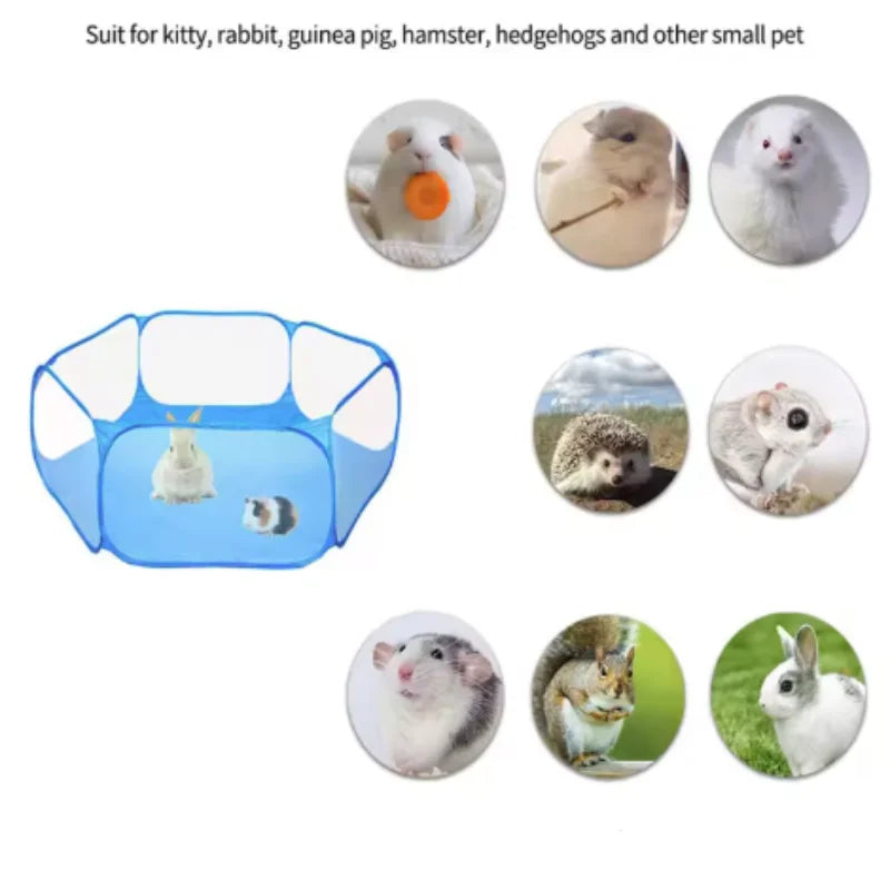 Portable Small Pet Cage Transparent Hedgehog Cage Tent Pet Playpen Open Folding Yard Fence For Dog Hamster Rabbit Guinea Pig