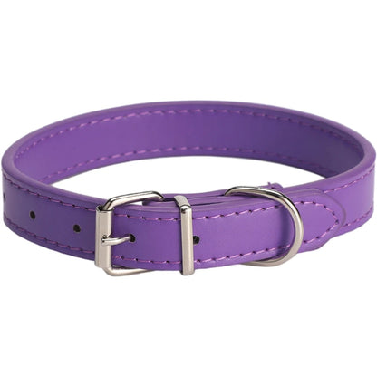 Leather Dog Cat Collar Soft Solid PU Collar For Small Medium Big Dogs Adjustable Puppy Neck Strap Colorful Cute Kitten Necklace
