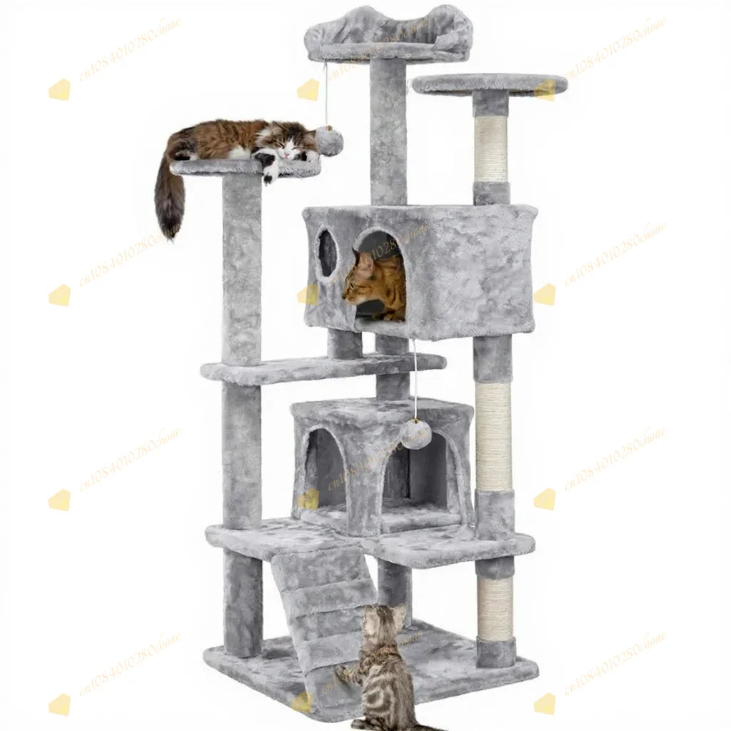 Cat Tree with Hammock and Scratching Post Tower, cat House, Cat Toys Tower, K01, Dark Gray