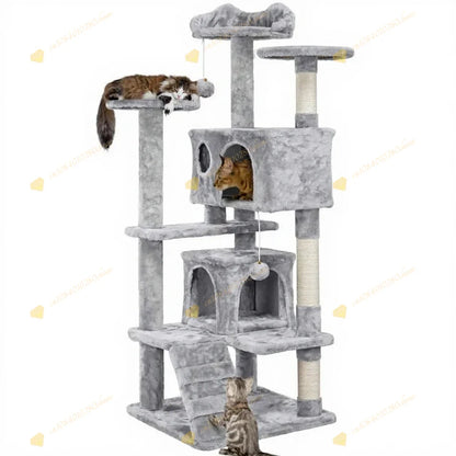Cat Tree with Hammock and Scratching Post Tower, cat House, Cat Toys Tower, K01, Dark Gray