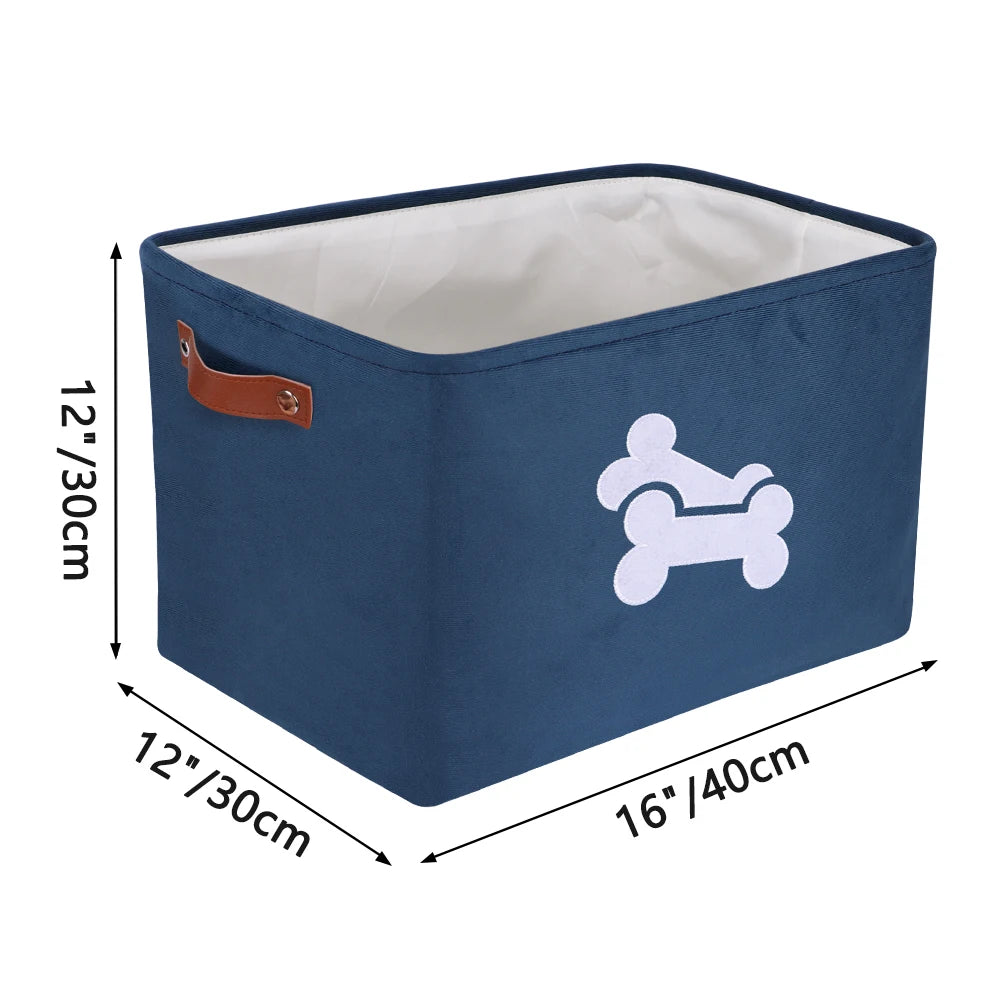 Cute Paw Dog Toy Storage Basket Foldable Dog Canvas Bag Pet Toys Clothes Storage Box Dog Cat Accessories Pet Supplies