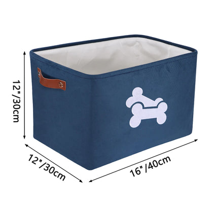 Cute Paw Dog Toy Storage Basket Foldable Dog Canvas Bag Pet Toys Clothes Storage Box Dog Cat Accessories Pet Supplies