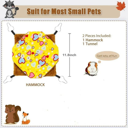 Hamster Hideout Double-layer Hamster Hammock Thicken Cozy Hanging Cage House Warm Fleece Print Pets Sleeping Bag Cage Sleeping