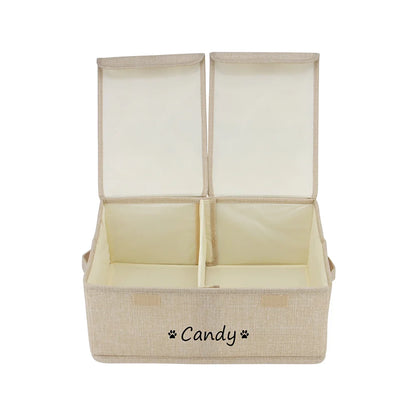 Custom Dog Pet Toy Box Personalised Name Dog Accessory Storage Bin with Lid Cat Pet Organizer Storage Basket For Toys Blanke