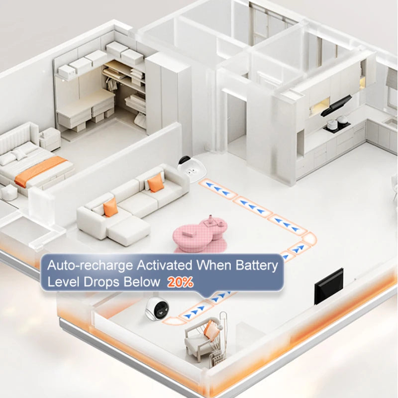 Famue Smart Robot Camera 5G WiFi HD 2K Camera Pet Tracking Laser Indicator TUYA Pet Camera Auto Charging Auto Obstacle Avoidance