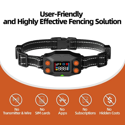 New Upgrade Smart GPS Wireless Dog Fence, Pet Training Collar,Electronic Fence,Invisible Virtual Outdoor Waterproof OLED Screen