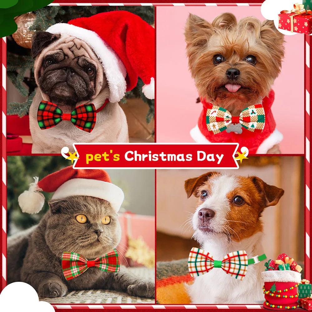 50PCS Adjustable Pet Dog Bow Tie Christmas Style Dog Bowties Neckties Wholesale Pet Collars For Dogs Pet Grooming Accessories