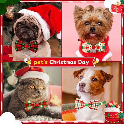 50PCS Adjustable Pet Dog Bow Tie Christmas Style Dog Bowties Neckties Wholesale Pet Collars For Dogs Pet Grooming Accessories