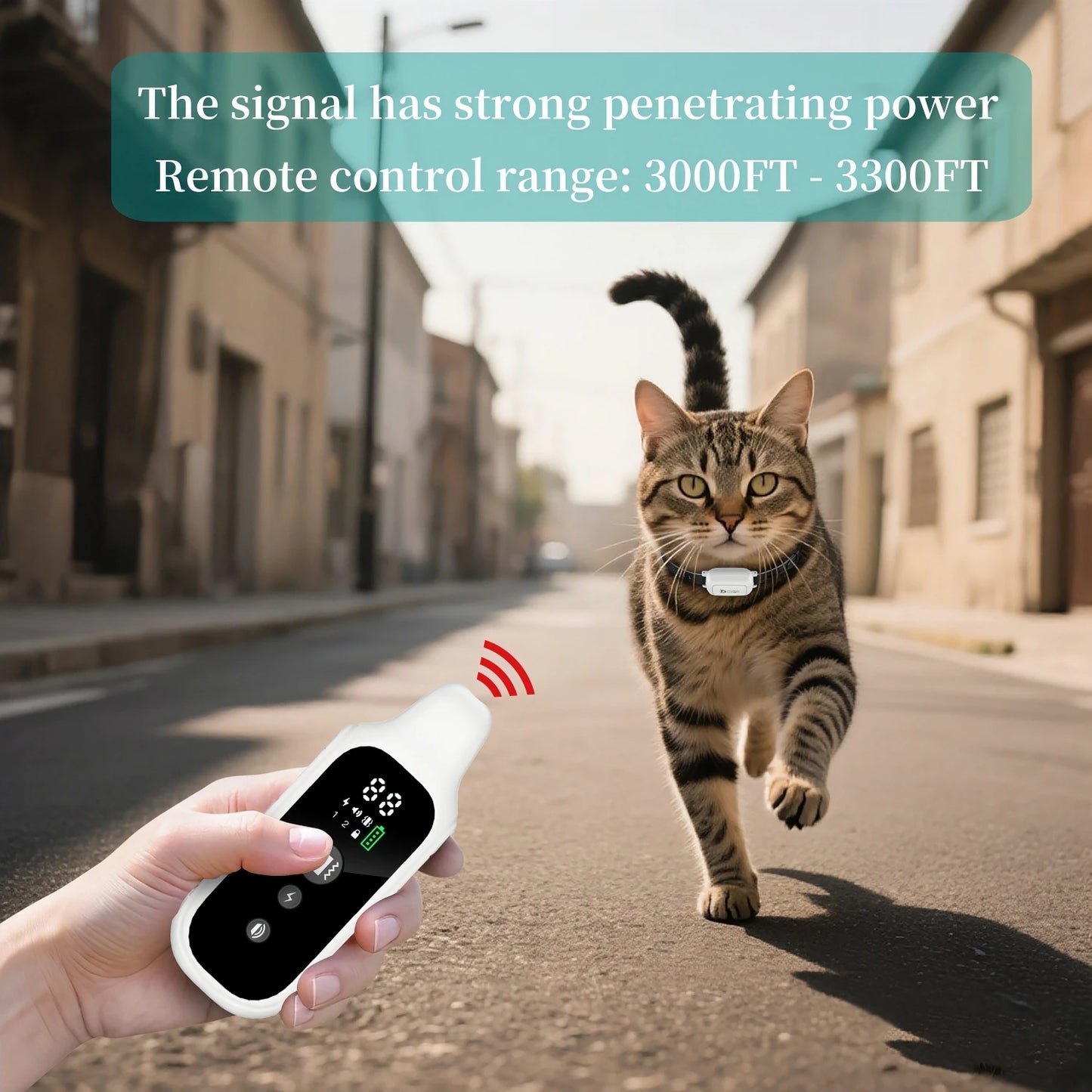 3000-3300FT Cat Training Collar Anti-Meow Automatic & Remote Control Cat Shock Collar Waterproof & Soft Silicone Material