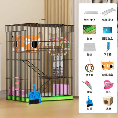 ‌3-Tier Extra Large Small Pet Cage - Sugar Glider Ferret-Proof Habitat, Multi-Level Rat Mansion Villa, Chew-Proof Removable Tray