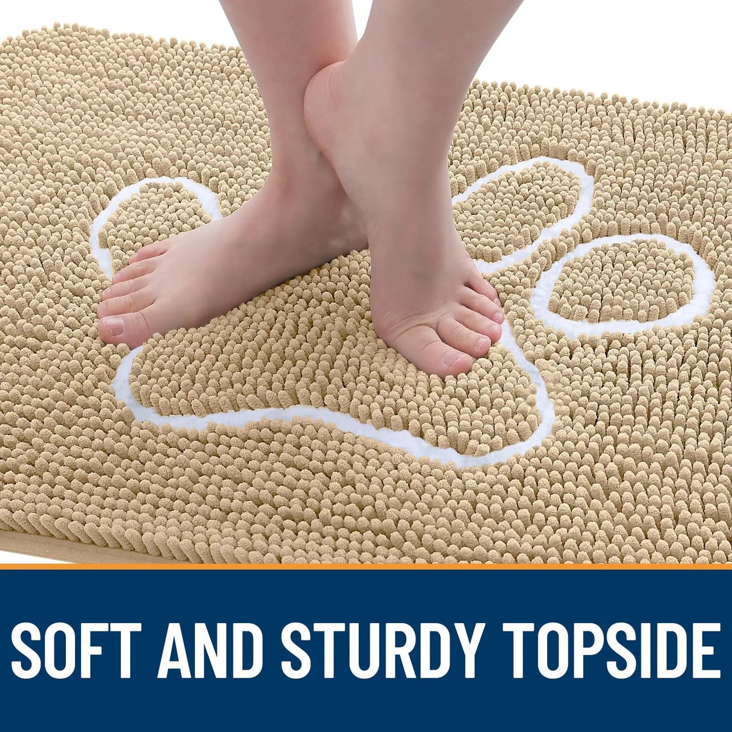 Kitinjoy Ultra Absorbent Chenille Mud Doormat With Paw Print Design Non-Slip Quick-Dry Washable Mats Door Mat for Muddy Dog Paws