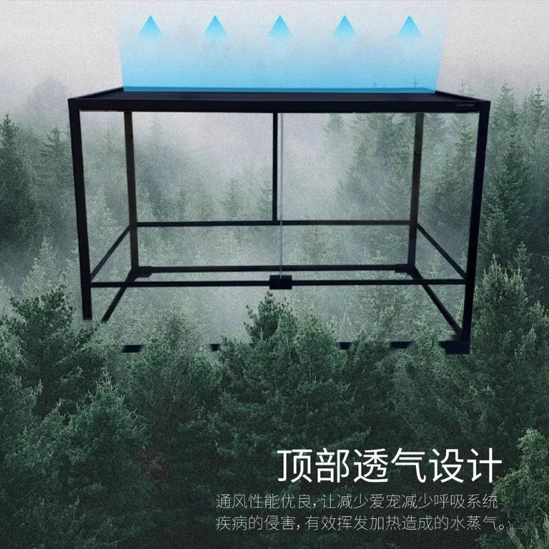Glass Climbing Pet Rainforest Breeding Tank for Snake Python Tortoise and Lizard,Ecological Landscape Terrarium for Arboreal