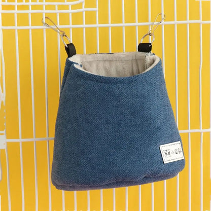Opening Winter Sugar Glider Pouch Cloth/Plush Hanging Hamster Hanging Bed Soft with Hook Squirrel Bed Cage Autumn