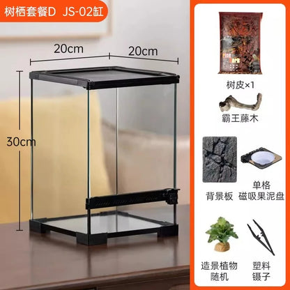 Ecological landscape reptile terrarium with natural decoration,suitable for chameleon,horned frog,and lizard,full habitat set