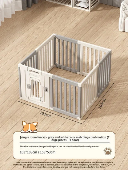 Gray and white color dog fence, foldable pet guardrail combination, small and medium-sized dog cage, indoor isolation fence